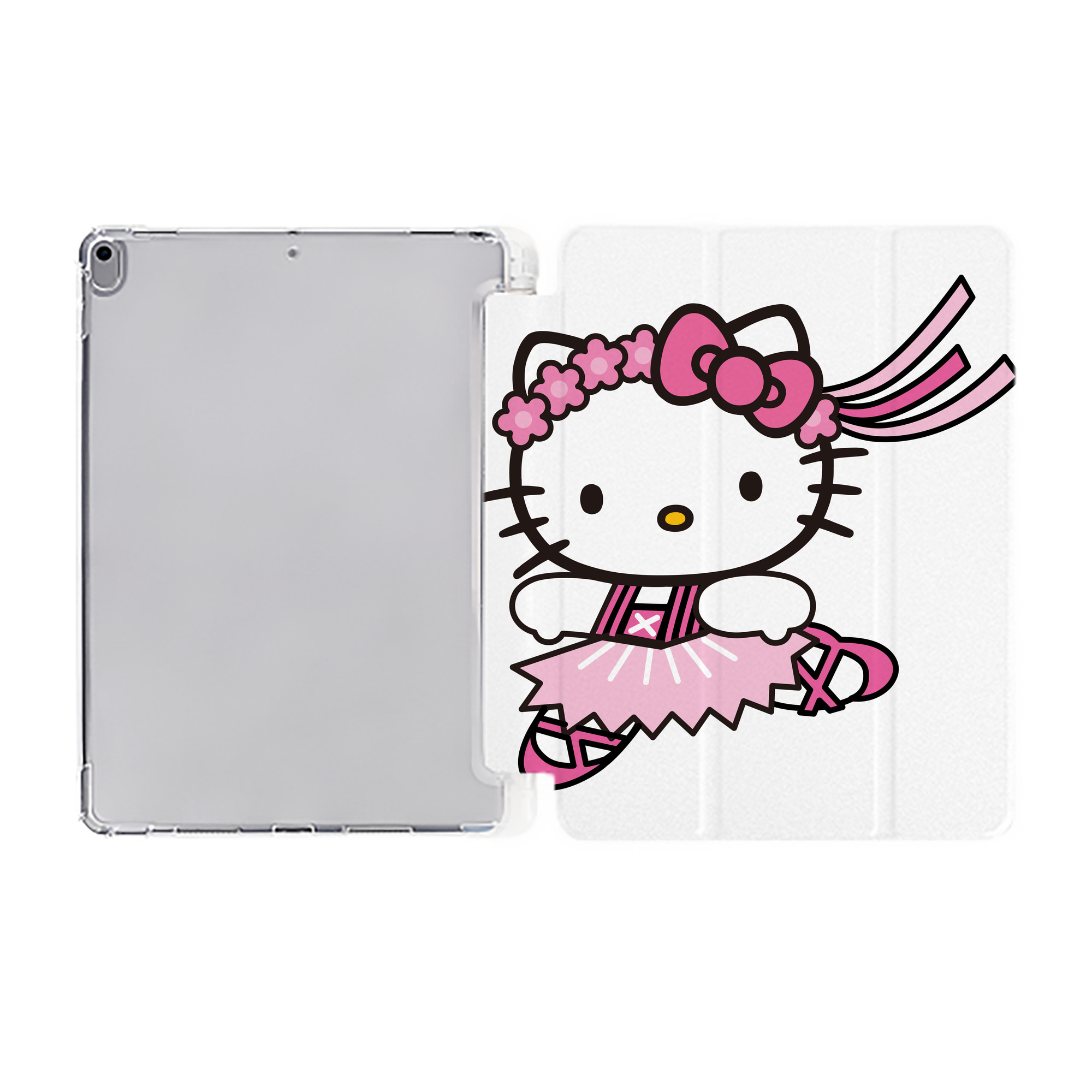 （画像用） Hello Kitty ハローキティ IPad ケース ペン収納付き 三つ折りスタンド PUレザー×シリコン 対応機種9.5/10.5/10.9インチ